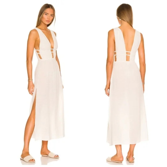 L*Space Kira Swim Cover-up Dress Cream White - Picture 1 of 8